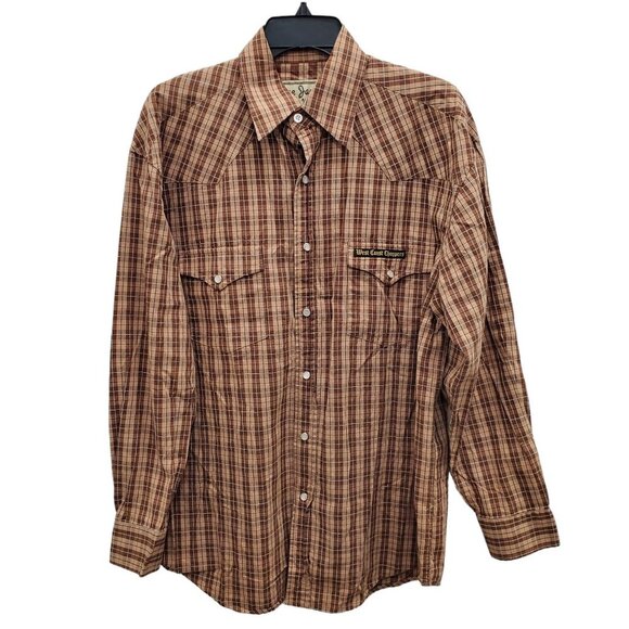 Jesse James Work Wear West Coast Choppers Orange Plaid Pearl Snap Button Shirt M - Picture 1 of 7
